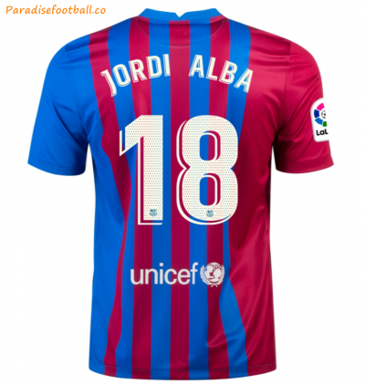 2021-22 Barcelona Home Soccer Jersey Shirt with JORDI ALBA 18 printing