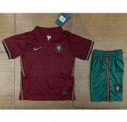 Kids Portugal 2020 EURO Home Soccer Shirt With Shorts