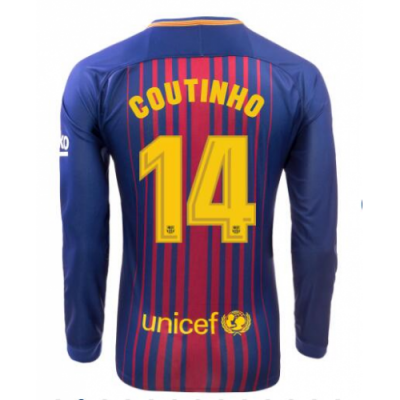 2017-18 Barcelona #14 COUTINHO Home LS Soccer Jersey