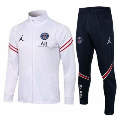 2021-22 PSG x Jordan White Training Suits Jacket with Pants