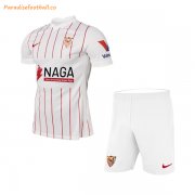 Kids Sevilla 2021-22 Home Soccer Kits Shirt With Shorts