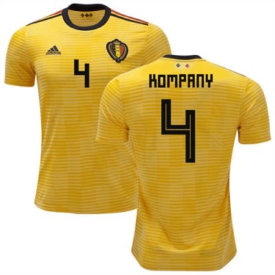 2018 World Cup Belgium Away Soccer Jersey Shirt Vincent Kompany #4