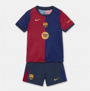 2024-25 Barcelona Kids Home Another Soccer Kits Shirt With Shorts