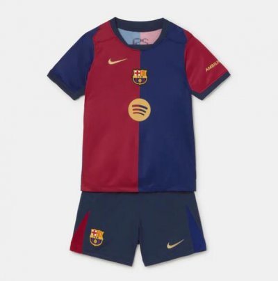 2024-25 Barcelona Kids Home Another Soccer Kits Shirt With Shorts