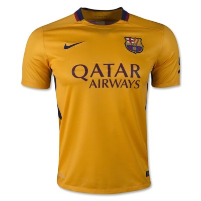 Barcelona 2015-16 Away Soccer Jersey Yellow