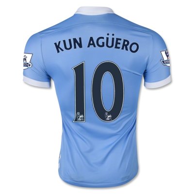 2015-16 Manchester City KUN AGUERO 10 Home Soccer Jersey