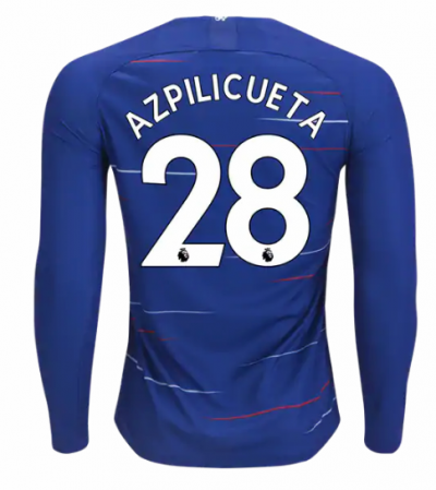 2018-19 Chelsea LS Home Soccer Jersey Shirt Cesar Azpilicueta #28