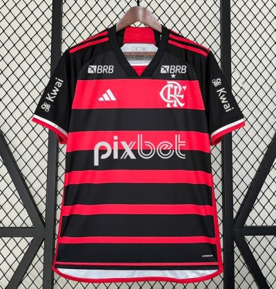 2024-25 Camisa Flamengo Home Soccer Jersey Shirt With All Sponsor
