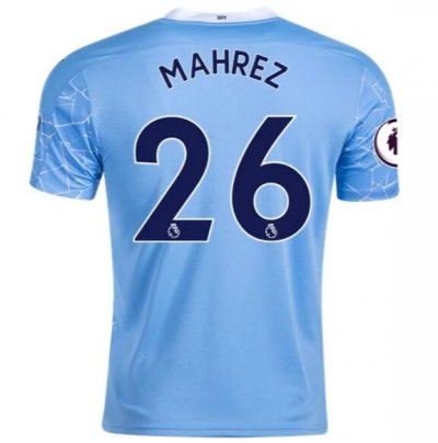 2020-21 Manchester City Home Soccer Jersey Shirt RIYAD MAHREZ #26