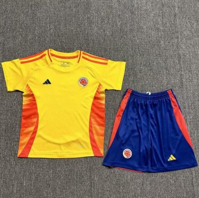 2024 Copa America Colombia Kids Home Soccer Kits Shirt With Shorts