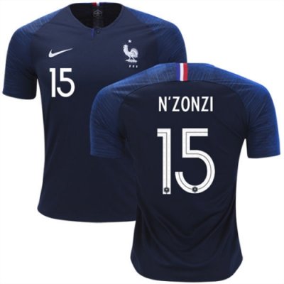 2018 World Cup France Home Soccer Jersey Shirt Steven Nzonzi #15