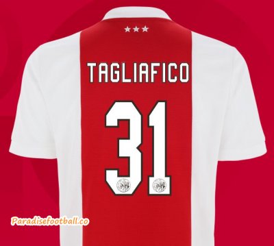 2021-22 Ajax Home Soccer Jersey Shirt with Tagliafico 31 printing