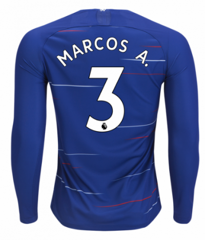 2018-19 Chelsea LS Home Soccer Jersey Shirt Marcos Alonso #3