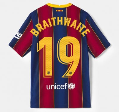 2020-21 Barcelona Home Soccer Jersey Shirt BRAITHWAITE #19