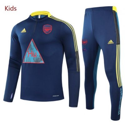 2020-21 Arsenal Kids Blue Sweatshirt and Pants Youth Training Kits