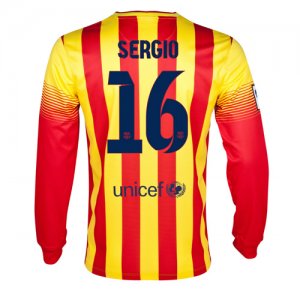 13-14 Barcelona #16 Sergio Away Long Sleeve Soccer Jersey Shirt 13-14 Barcelona #16 Sergio Away Long Sleeve Soccer Jersey Shirt
