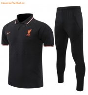 2021-22 Liverpool Black Polo Kits Shirt with Pants