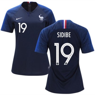 Women 2018 World Cup France Home Soccer Jersey Shirt Djibril Sidibe #19