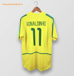 2002 Brazil Retro Home Soccer Jersey Shirt RONALDINHO #11