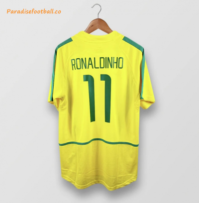 2002 Brazil Retro Home Soccer Jersey Shirt RONALDINHO #11