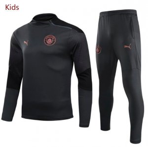 Kids 2020-21 Manchester City Dark Grey Training Suits Sweatshirt with Pants