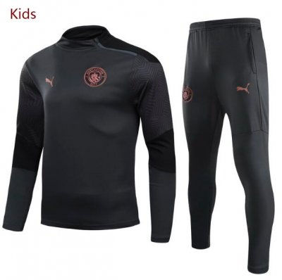 Kids 2020-21 Manchester City Dark Grey Training Suits Sweatshirt with Pants