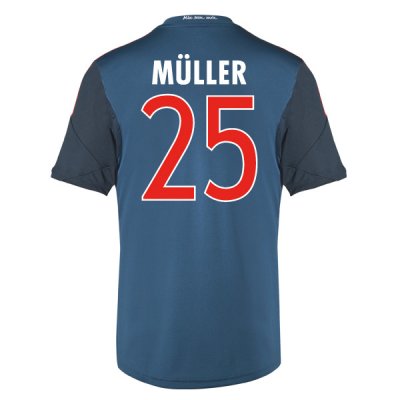 13-14 Bayern Munich #25 Muller Away Black&Blue Jersey Shirt