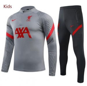 Kids 2020-21 Liverpool Light Grey Sweatshirt and Pants Training Kits