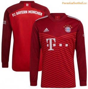 2021-22 Bayern Munich Long Sleeve Home Soccer Jersey Shirt
