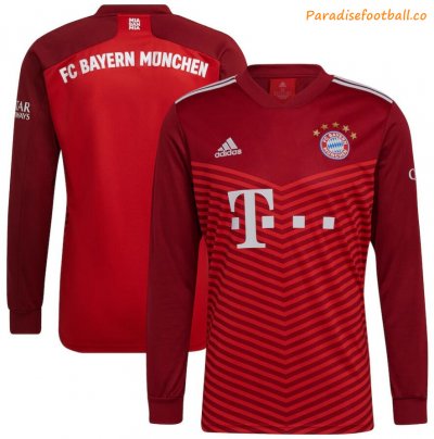 2021-22 Bayern Munich Long Sleeve Home Soccer Jersey Shirt