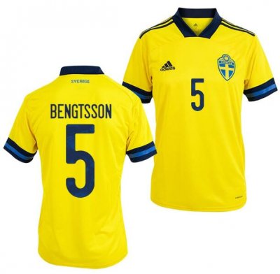 2020 EURO Sweden Home Soccer Jersey Shirt Pierre Bengtsson #5