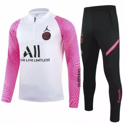2021-22 PSG x Jordan White Pink Training Kits Sweatshirt with Pants