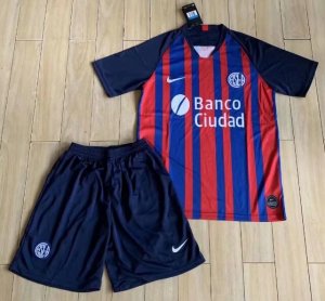 Kids San Lorenzo de Almagro 2020-21 Home Soccer Kits Shirt With Shorts