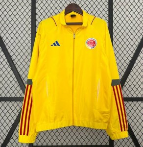 2024 Copa America Colombia Yellow Windbreaker Trench Coat Jacket