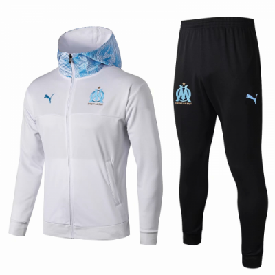 2019-20 Marseilles White Tracksuits Hoodie Jacket and Pants