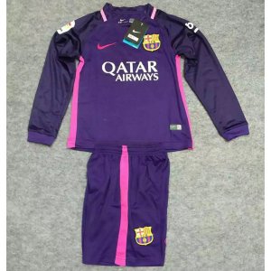 Kids Barcelona 2016-17 LS Away Soccer Shirt With Shorts