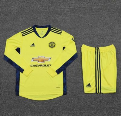 2020-21 Manchester United Goalkeeper LS Green Soccer Kits (Shirt+Shorts)