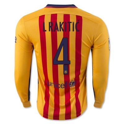 2015-16 Barcelona I. RAKITIC 4 LS Away Soccer Jersey