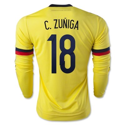 2015 Colombia C. ZUNIGA #18 LS Home Soccer Jersey