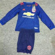 Kids Manchester United 2016-17 LS Away Soccer Shirt With Shorts