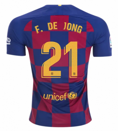 2019-20 Barcelona Home Soccer Jersey Shirt Frenkie de Jong #21