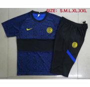 2020-21 Inter Milan Black Blue Training Kits Capri Pants with Shirt