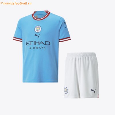 Kids Manchester City 2022-23 Home Soccer Kits Shirt With Shorts