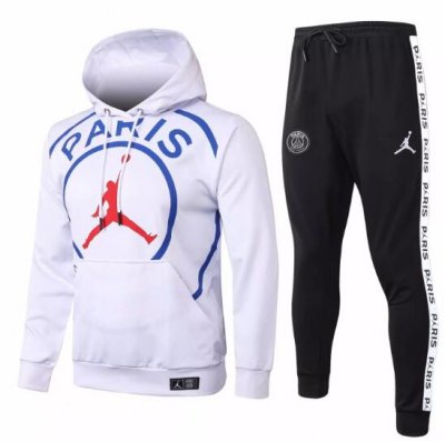 2020-21 Paris Jordan White Training Suit Hoodie Shirt with Pants