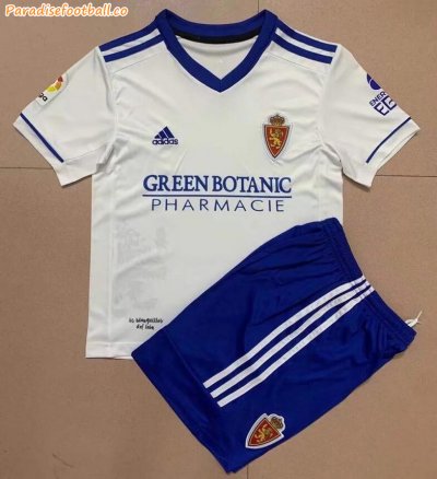 Kids Real Zaragoza 2021-22 Home Soccer Kits Shirt With Shorts