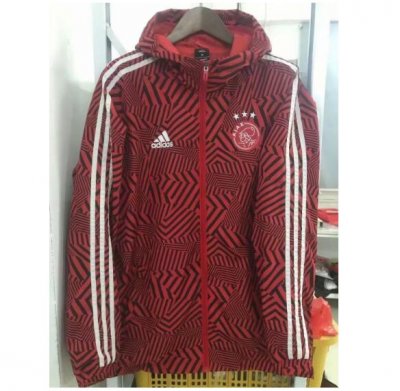 2021-22 Ajax Black Red Windbreaker Hoodie Jacket