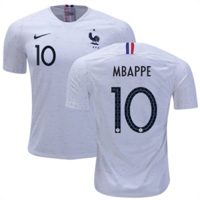 2018 World Cup France Away Soccer Jersey Shirt Kylian Mbappe #10