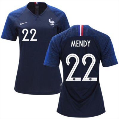 Women 2018 World Cup France Home Soccer Jersey Shirt Benjamin Mendy #22
