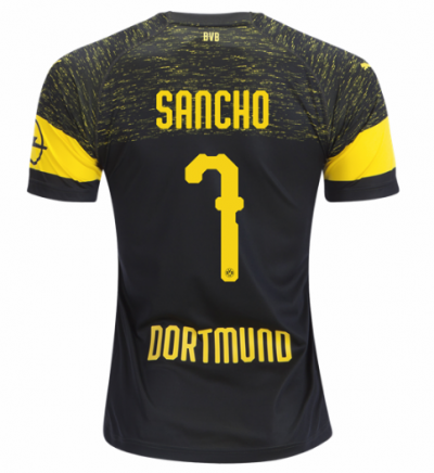 Jadon Sancho #7 2018-19 Borussia Dortmund Away Soccer Jersey Shirt