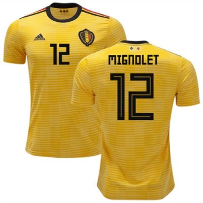 2018 World Cup Belgium Away Soccer Jersey Shirt Simon Mignolet #12